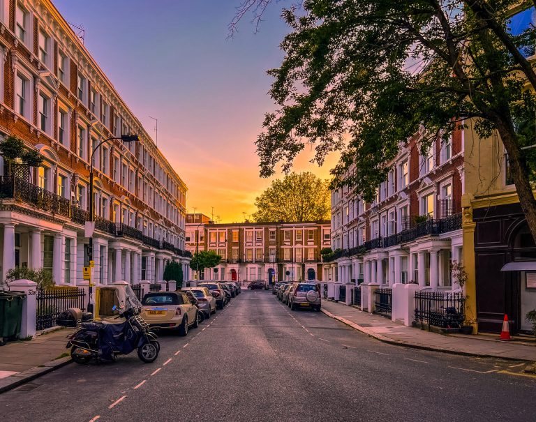 A classic West London street at dawn