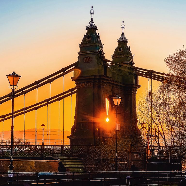 Hammersmith Bridge at sunset