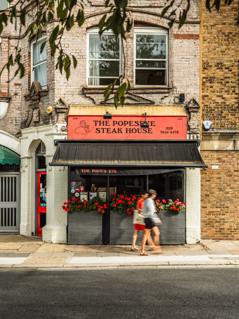 Storefront of the Pope's Eye Steakhouse in Kensington